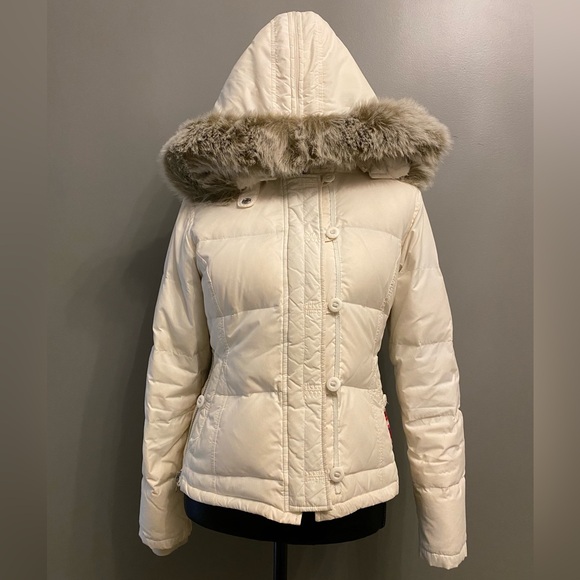 Triple Five Soul White Fur Hoodie Waterproof Puff Bomber Coat Parka Jacket XS - Picture 2 of 7